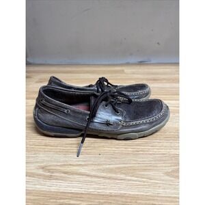 Twisted X Boat Shoe Driving Moc Women's Size 7.5 M Loafers Brown Leather WDM0070